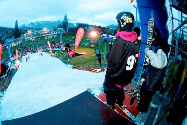 A skier prepares to take on a rail at last year's Parklife Invitational, Queenstown.